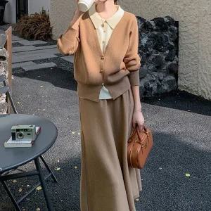 간절기룩 페이크디자인 모엘르니트투피스