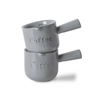 세라믹 에스프레소 컵 3온스 2팩 슬레이트 그레이 블루 도자기 데미타스 커피 머그잔 손잡이 에스프레소 머신, 식기세척기 및 전자레인지 안전을 위한 모던 에스프레소 샷