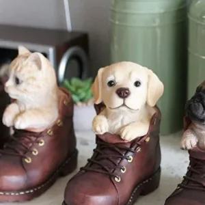 군화 신은 강아지 고양이 장식품 선반 인테리어  장식품