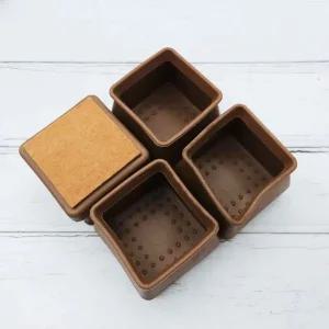 고품질 갈색 실리콘의자발캡 특대 사각 1세트 4P 실리콘 실리콘의자캡 실리콘의자커버 (WFJUWJI)