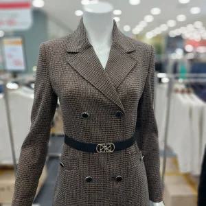 카라넥 체크 더블버튼 원피스 A39WOP300_GN