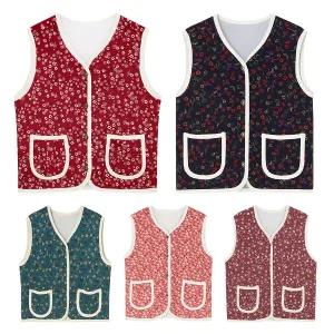 2장세트 유니미스 엄마 할머니 김장조끼 봄가을 플라워 베스트 여성 옷