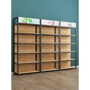 매장진열장 드럭스토어 대형마트 상품 제품 진열대 60x30x220cm 블랙 프레임 오크