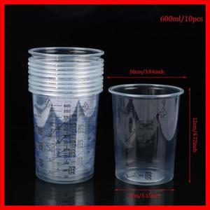 투명 플라스틱 페인트 혼합 보정 컵 일회용 Pp 눈금 컵 베이킹 측정 컵 600ml 10 개