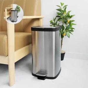 (제스트)밀폐커버 무소음 클로징 20L 사각페달휴지통 고급스텐