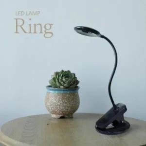 LED 미니 터치 링스탠드 원형받침대 블랙 클립형 충전식 3단 색온도 밝기조절 집게
