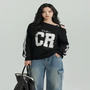 [플로우랩][플로우랩] 레터링 오프숄더 끈 오버핏 티셔츠_FLTS014F25