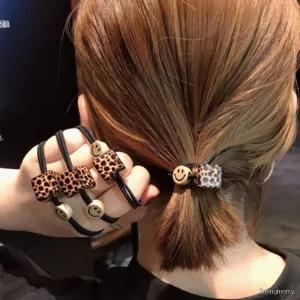 레오파드 호피 사각 스마일 웃는얼굴 원형 데일리 머리끈 5종 세트 여자 헤어밴드