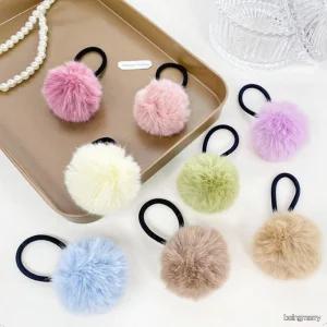 풍성한 빅 폼폼 머리끈 8종세트 부드러운 인조밍크 헤어타이 여성 데일리 머리방울
