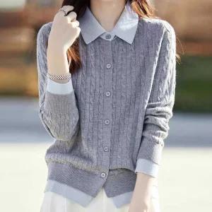베이직 케이블 짜임 니트 카라넥 배색포인트 가디건st 단가라 보트 여성 반팔 크롭 앙고라 브이 집업 롱니