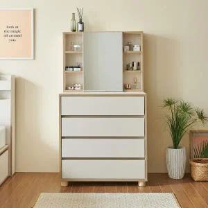 [우아미]노라 수납거울 높은 4단 서랍장 800 화장대 세트