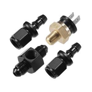 VekAuto 냉각수 호스 온도 조절기 스위치 키트, 4AN 180'F 켜짐 - 165'F 꺼짐 변속기 쿨러 센서 팬 오일 라디에이터 전기 스위치, 자동차 트럭 금속 블랙에 범용 장착