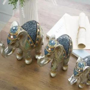 ksr 앤틱 크랙장식 나뭇잎 코끼리 3P 븍박스 빈티지 감성소품 방꾸미기