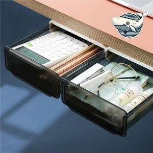 [셀러에이드]부착식 투명 정리함 데스크 서랍 수납함 필기구