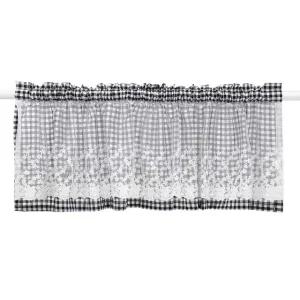 주방 블랙체크 바란스 커튼 가림막커튼 150x45cm (WC3C406)