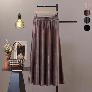 [모노시크] 루펜스 벨로아 플레어 밴딩 롱 스커트_MNSS203