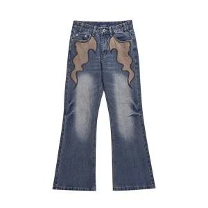 남자 청바지 일자핏 부츠컷 데님팬츠 마이너 자수 화염 패치 유행1