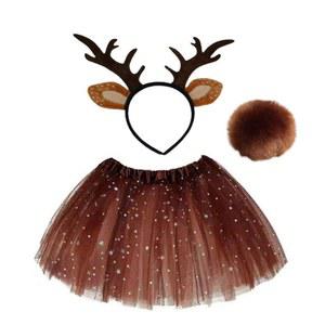 여자 크리스마스 프레 성인을위한 소품을 청소년 액세서리 입다 의상 머리띠 빨간 스커트 사슴 차려
