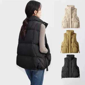 [다잇템] 여자 오리털 FW 중간 조끼 패딩 폴라넥 조끼