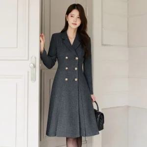 [시크라인] (~XXL까지) 헤리오난 트위드 플레어 원피스 겨울 하객룩 오피스룩 모임룩 격식룩 연말룩 빅사이즈