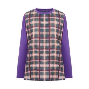 [20%쿠폰][크로커다일 레이디] 체크 선염 쟈가드 패치 라운드 티셔츠_CLCFTS105