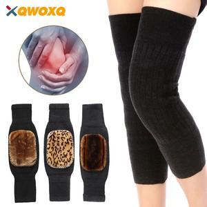 온열 발열 무릎보호대 여성용 겨울 캐시미어 무릎 패드 두껍고 따뜻한 울 슬리브 고탄성 미끄럼 방지 플러