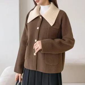 배색카라 숏코트 포근 울자켓 하이퀄리티 데일리 (49hZt)