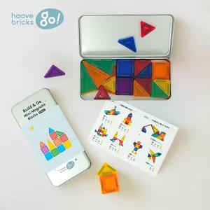 하베고 미니 자석 블록 40pcs 틴케이스 휴대용 외출 여행 장난감