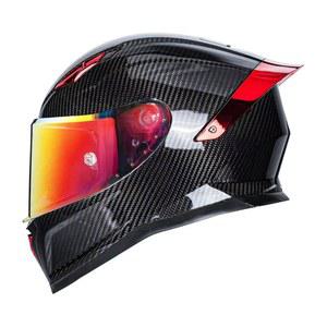 스포일러 스포츠 투어링 스트리트 오토바이 헬멧이 포함된 카본 파이버 풀 페이스 헬멧 - 블루투스 준비 스피커 포켓