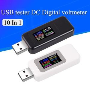 10 in 1 DC USB 테스터 전류 4-30V 전압 측정기 타이밍 디지털 모니터 컷오프 전원 표시기 은행 충전기