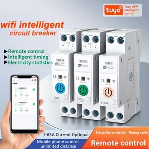 Tuya Wifi 스마트 회로 차단기 전력 계량 Din 레일 원격 제어 홈 Kwh 모니터링 타이머 릴레이 Smartlife