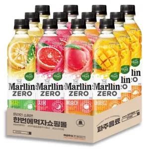 웅진 자연은 더말린 제로 500ml 4종 혼합 각 3개씩 / 애플망고 + 복숭아 + 자몽 + 유