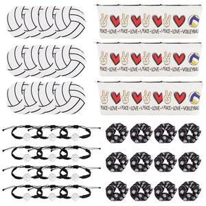 NUMJAW 48개 배구팀, 여성 선수를 위한 대량 배구 선물, 부적 팔찌, 메이크업 가방, 컴팩트 미러, 헤어 스크런치 선물