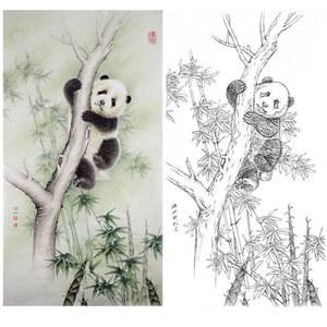 민화 도안 판다 그리기 밑그림 동양화 동물 수묵화 교실 스캐치 화 재료