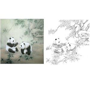 민화 도안 판다 그리기 교실 밑그림 화 재료 동양화 스캐치 수묵화