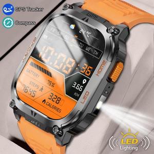 LIGE 새로운 630mAh 배터리 GPS 스마트 시계 LED 손전등 야외 스포츠 시계 나침반 블루투스 통화 2.01 