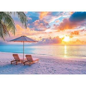퍼즐 500피스, 하와이 선셋 비치 퍼즐, 열대 바다 일출 체어 직소 게임 나이트 기빙 퍼즐에 완벽한 20.5x15인치