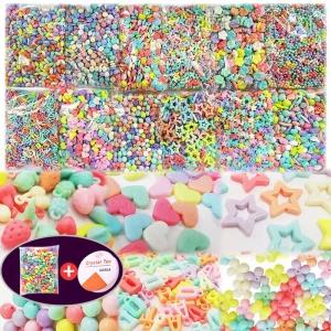 비즈구슬 칼라 아크릴 파스텔 공예 팔찌 키링 만들기 대용량 13종링 세트 소품