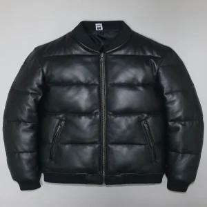 남자양가죽패딩 다운 남성용 숏패딩 두꺼운 재킷 바쏘옴므 오리털 램스킨 자켓 스웨이드 레노마