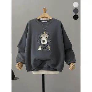 [하프클럽/]큐티프 기모 머플러 강아지 맨투맨_MNTG458