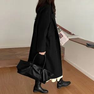 류센 기모 더블 롱 코트 85042 빅사이즈 여성의류