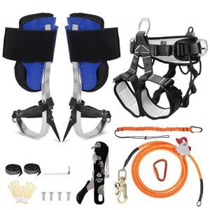 HS XFR 트리 클라이밍 스파이크 키트, 클라이밍 벨트가 있는 트리 클라이밍 기어, 트리플 락 랜야드 조절기가 있는 와이어 코어 플립 라인 키트, 툴 랜야드 및 클라이밍 스톱 하강기, 식목 장비 세트