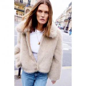 [정품] 자라 자켓 데일리 야상 아웃터 ZARA 페이크 퍼 더블 페이스드 점퍼 - 토프 그레이