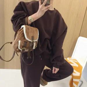 젤리 무지 오버핏 라운드맨투맨 조거팬츠 겨울 양기모 트레이닝세트 (5color)