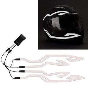 4PCS 업그레이드 충전식 오토바이 헬멧 라이트, 야간 주행 신호 EL 라이트 스티커, 오토바이용 3가지 모드 LED 스트립 액세서리, 자전거 헬멧(충전식 전원, 흰색)