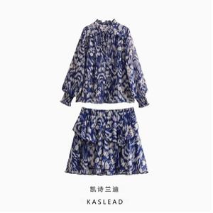 봄 적층 인쇄 셔츠 스커트 9878060 9878067