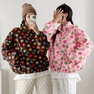 여성 양기모 후리스 플라워 아노락 반집업 맨투맨 티셔츠 -WTS0631- 겨울