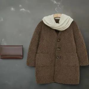 여성 일상용 퍼 후드 포켓 브이넥 긴 자켓 점퍼