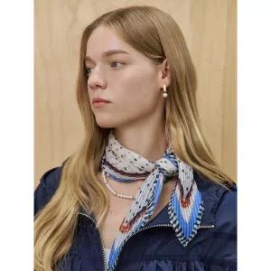 [마쟈]도트 라인 배색 플리츠 쁘띠 스카프_P403140953