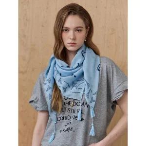 [마쟈]에펠탑 레터링 패턴 태슬 코튼 스카프_P400659993